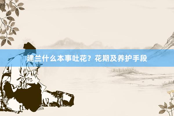 建兰什么本事吐花？花期及养护手段